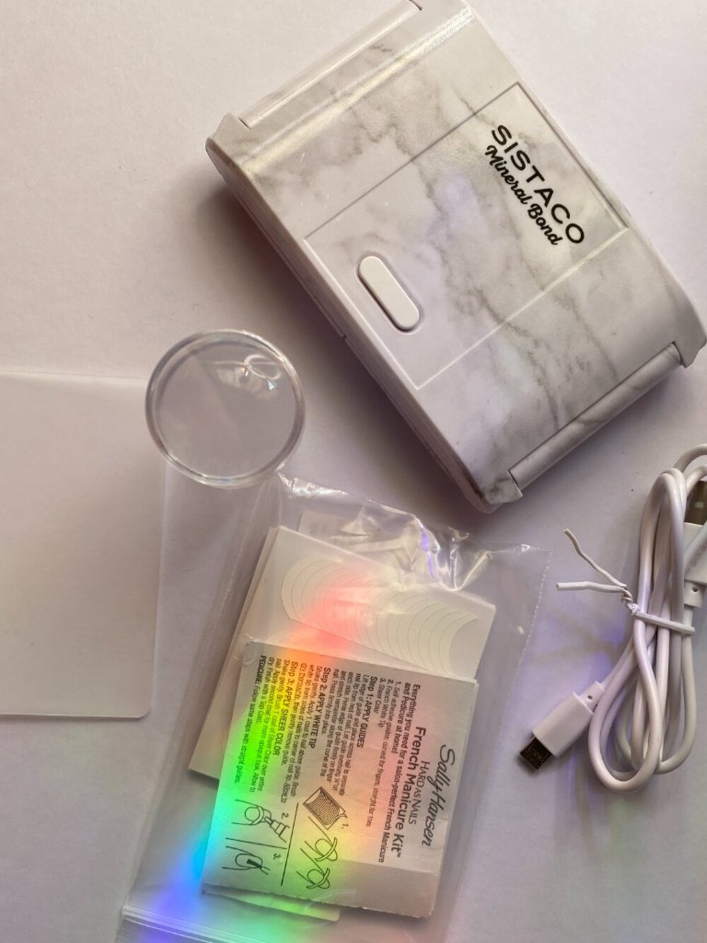 Sistaco Mineral Bond Marble LED Nail Lamp & French Manicure Guides Bundle